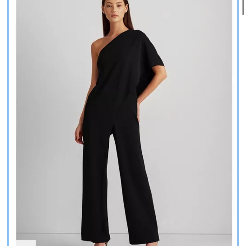 Black Ralph Lauren One Shoulder Jumpsuit Size 12 New With Tags